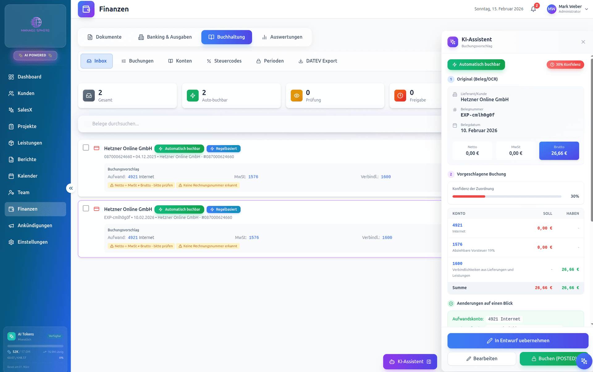 Informe de estado de proyecto generado por IA en ManageSphere